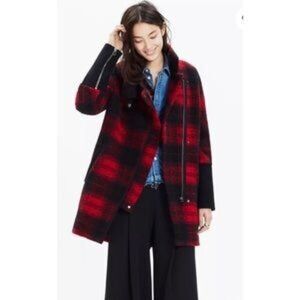 Madewell City Grid Coat in Plaid Wool Alpaca Blend